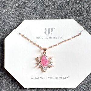 Rose Gold Star Pendant Necklace with Pink Crystal